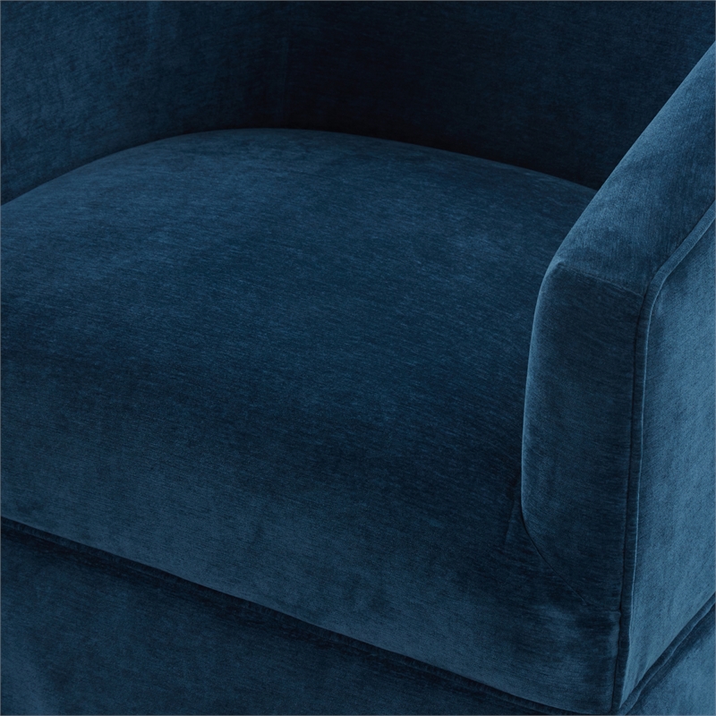 Elm Baltic Blue Polyester Fabric Skirted 360-degree Swivel Accent Chair