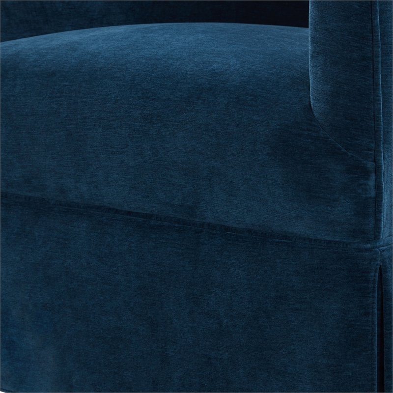 Elm Baltic Blue Polyester Fabric Skirted 360-degree Swivel Accent Chair