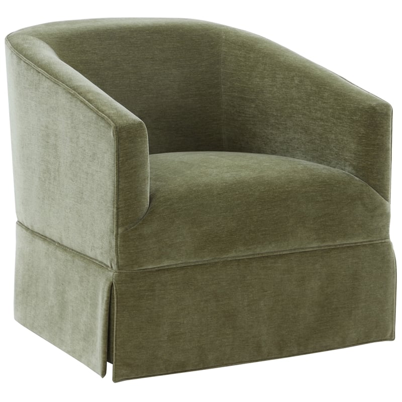 Elm Caper Green Polyester Fabric Skirted 360-degree Swivel Chair