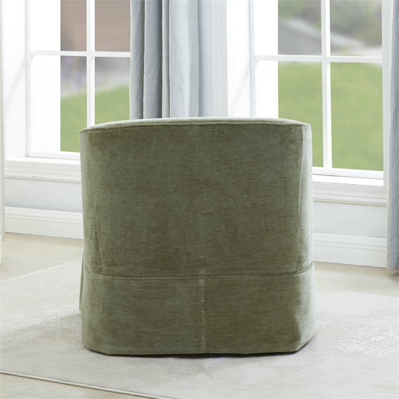 Elm Caper Green Polyester Fabric Skirted 360-degree Swivel Chair