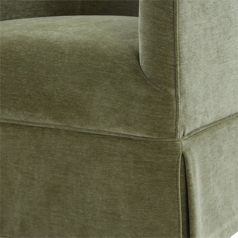 Elm Caper Green Polyester Fabric Skirted 360-degree Swivel Chair
