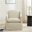 Comfort Pointe Ludlow Skirted Swivel Beige Polyester Fabric Accent Chair