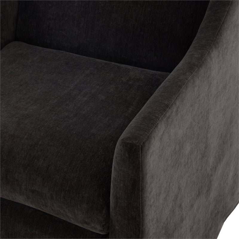 Comfort Pointe Ludlow Dark Brown Polyester Fabric Skirted Swivel Accent Chair