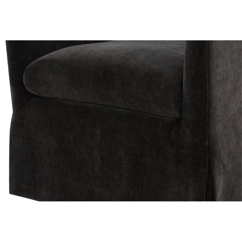 Comfort Pointe Ludlow Dark Brown Polyester Fabric Skirted Swivel Accent Chair