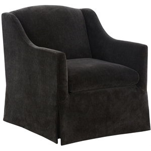 Comfort Pointe Ludlow Dark Brown Polyester Fabric Skirted Swivel Accent Chair