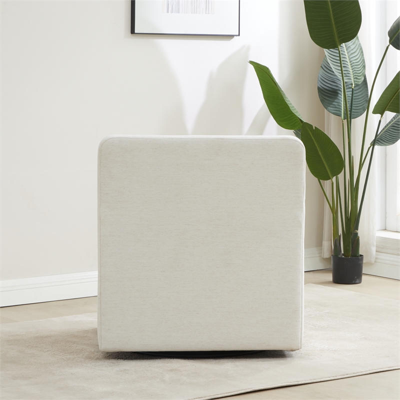 Comfort Pointe Tolland Cream Polyester Swivel Accent Chair with Nailhead Trim