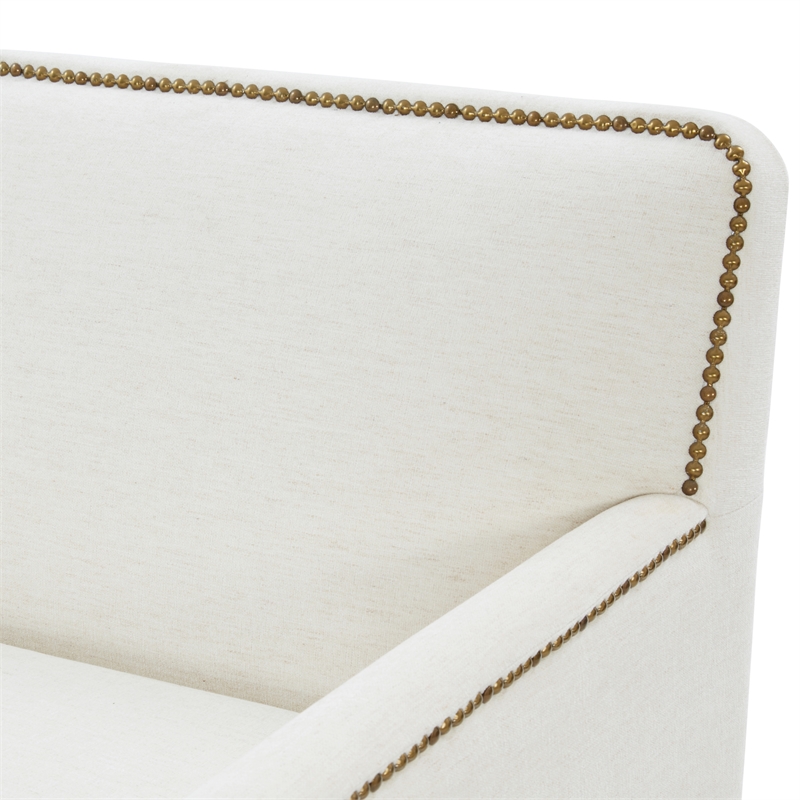 Comfort Pointe Tolland Cream Polyester Swivel Accent Chair with Nailhead Trim