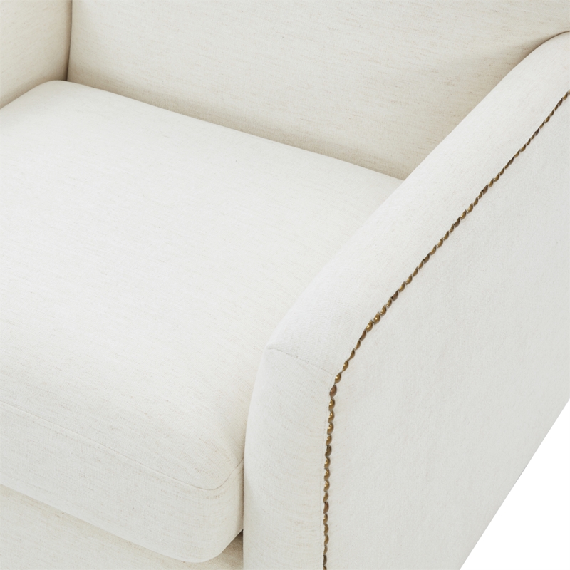 Comfort Pointe Tolland Cream Polyester Swivel Accent Chair with Nailhead Trim