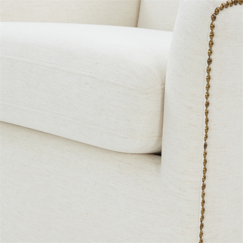 Comfort Pointe Tolland Cream Polyester Swivel Accent Chair with Nailhead Trim