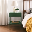 Chalamet Vintage Green Metal 1-Drawer Nightstand with Open Shelf