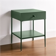 Chalamet Vintage Green Metal 1-Drawer Nightstand with Open Shelf