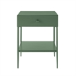 Chalamet Vintage Green Metal 1-Drawer Nightstand with Open Shelf