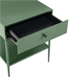 Chalamet Vintage Green Metal 1-Drawer Nightstand with Open Shelf