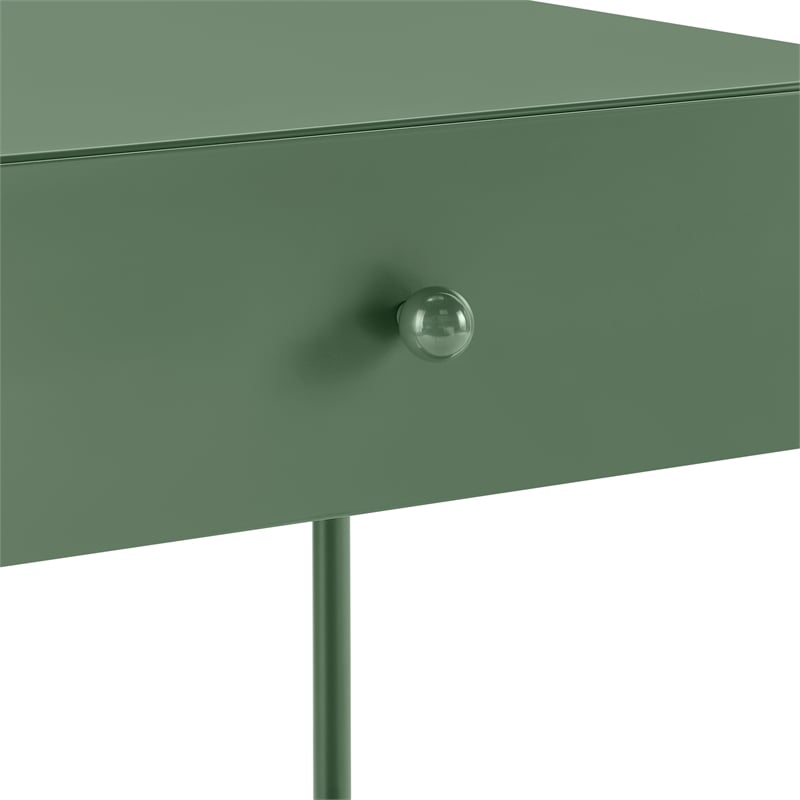 Chalamet Vintage Green Metal 1-Drawer Nightstand with Open Shelf