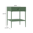 Chalamet Vintage Green Metal 1-Drawer Nightstand with Open Shelf