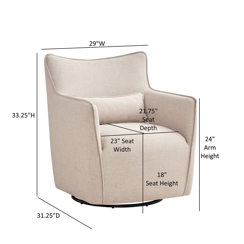 Alegre Swivel Accent Chair with Pillow - Swivel Base - Beige Sand Polyester