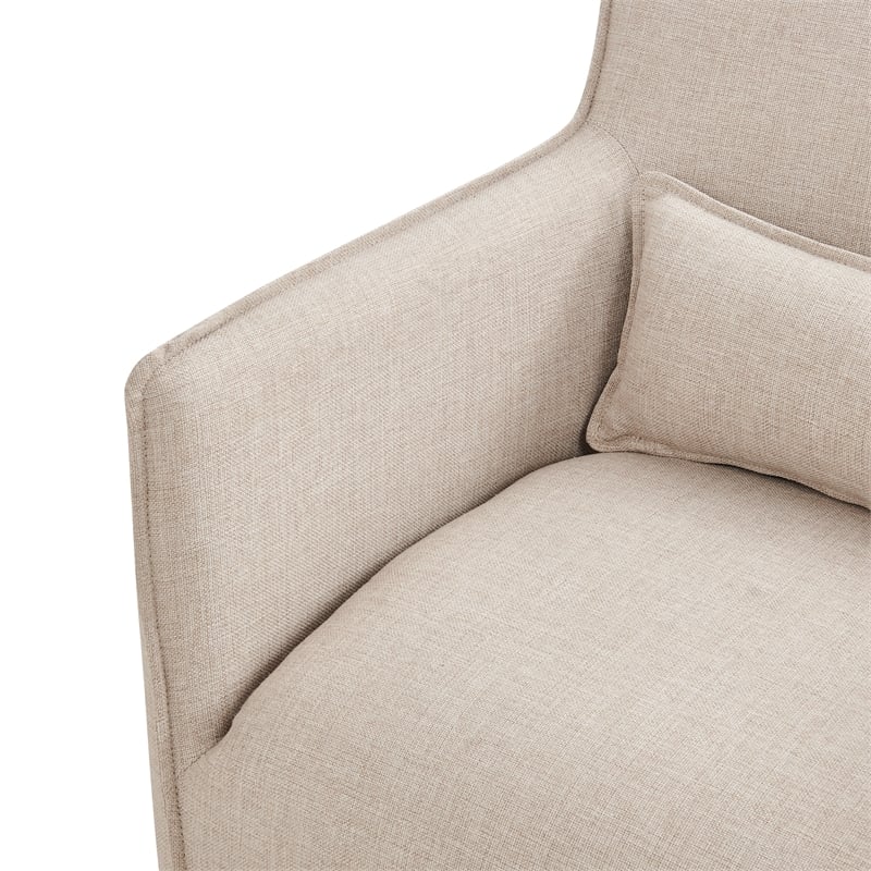 Alegre Swivel Accent Chair with Pillow - Swivel Base - Beige Sand Polyester