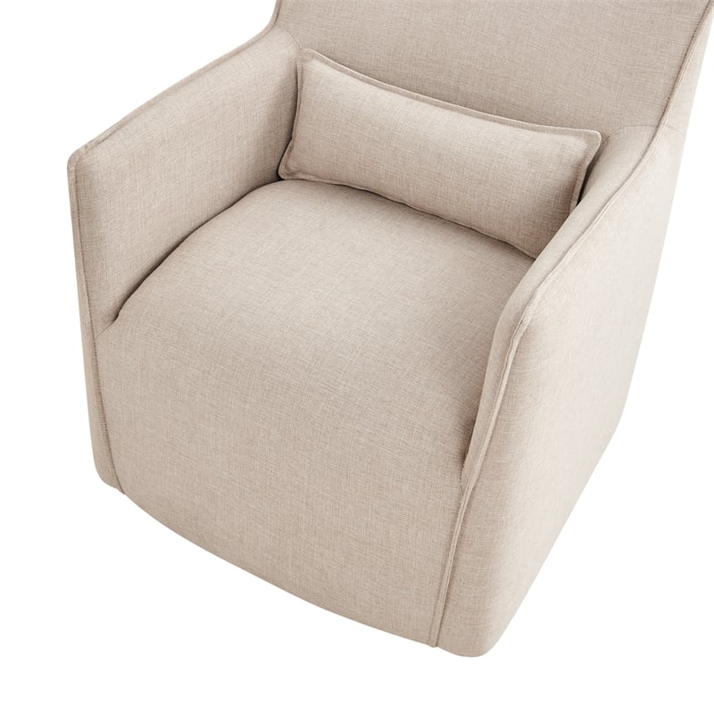 Alegre Swivel Accent Chair with Pillow - Swivel Base - Beige Sand Polyester