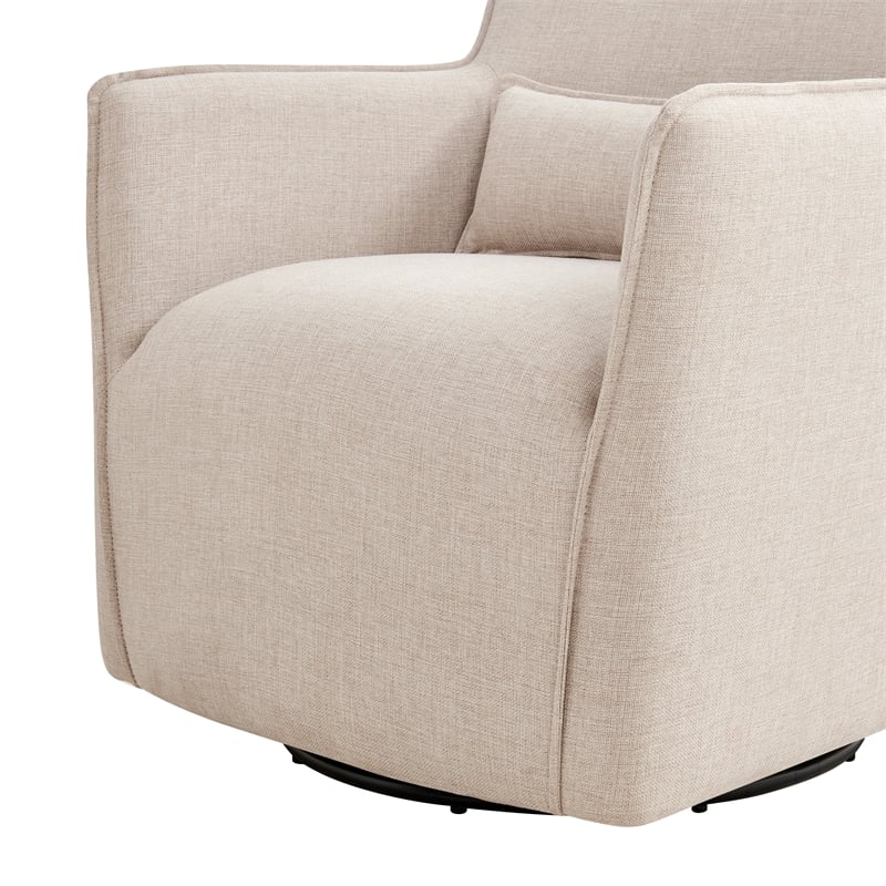 Alegre Swivel Accent Chair with Pillow - Swivel Base - Beige Sand Polyester