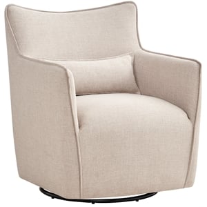 Alegre Swivel Accent Chair with Pillow - Swivel Base - Beige Sand Polyester