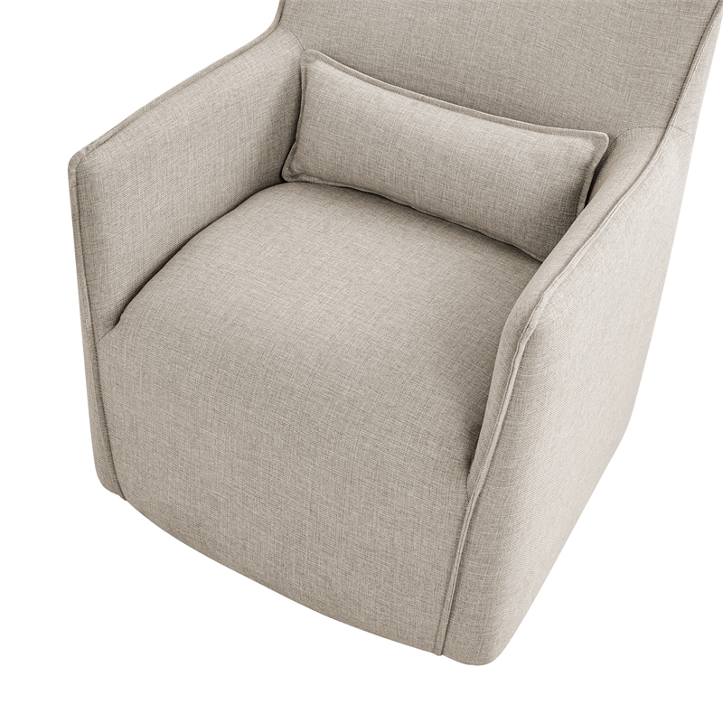 Alegre Swivel Accent Chair with Pillow - Swivel Base - Sea Oat Gray Polyester