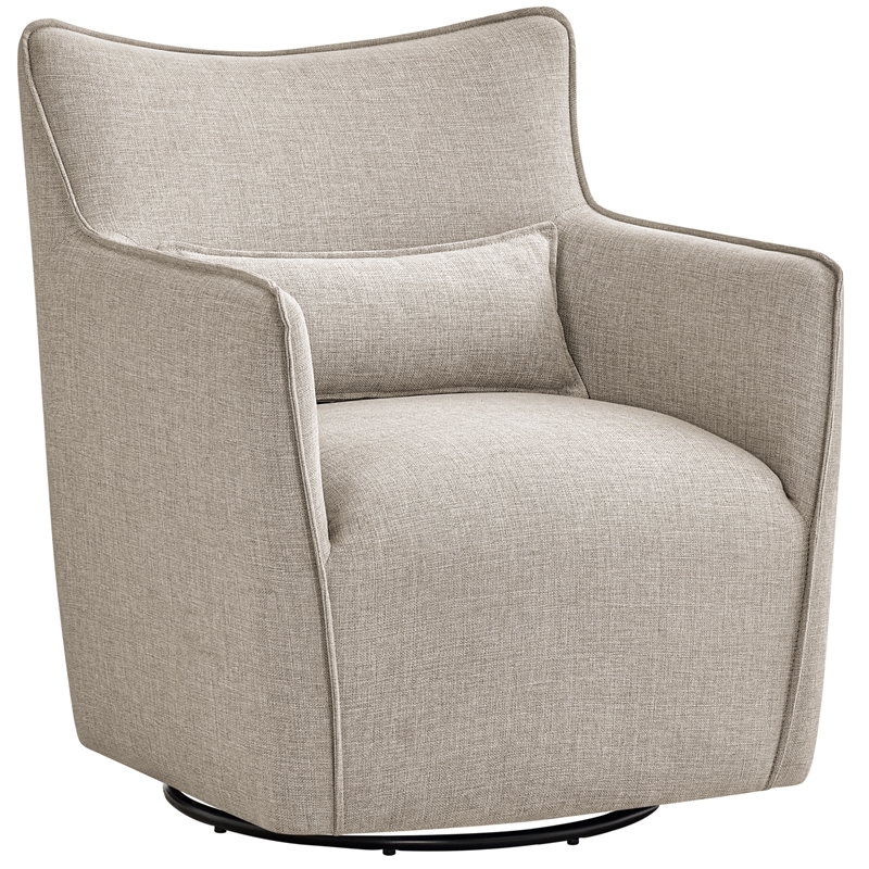 Alegre Swivel Accent Chair with Pillow - Swivel Base - Sea Oat Gray Polyester