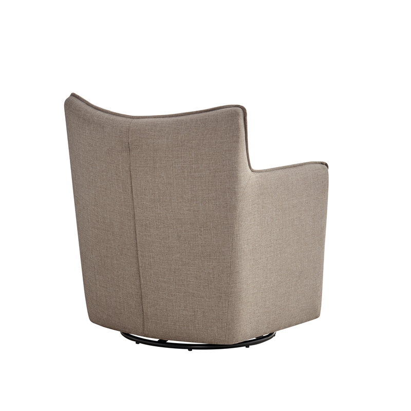 Alegre Swivel Accent Chair with Pillow -  Swivel Base - Mushroom Brown Polyester