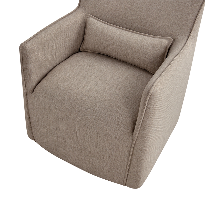 Alegre Swivel Accent Chair with Pillow -  Swivel Base - Mushroom Brown Polyester