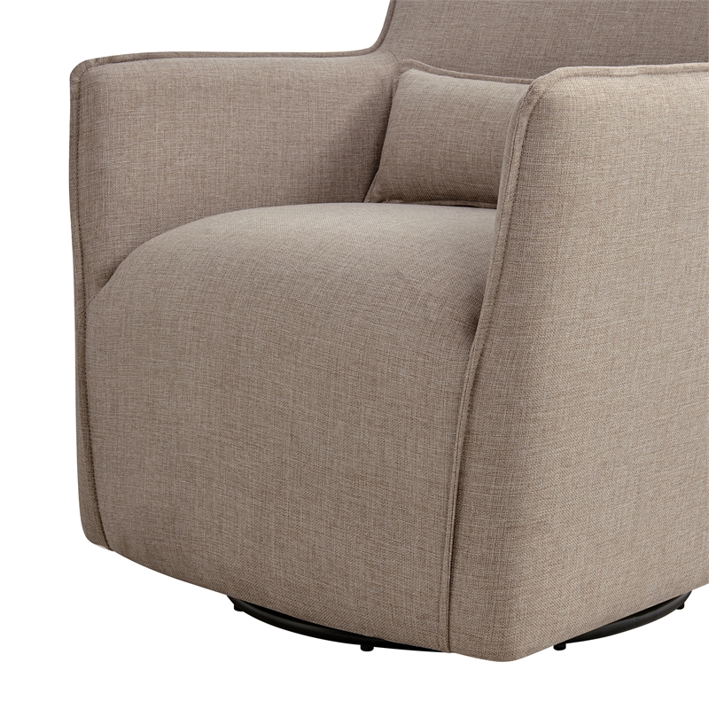 Alegre Swivel Accent Chair with Pillow -  Swivel Base - Mushroom Brown Polyester