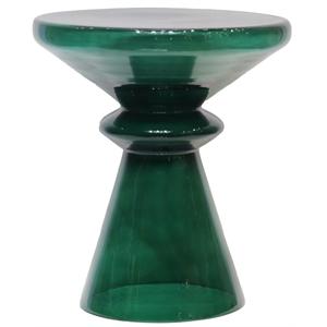 Abyss 17&quotH Sculptural Blown Glass Accent Table in Emerald Green