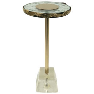 Ashington 10&quot Round Accent Table with Textured Glass Top