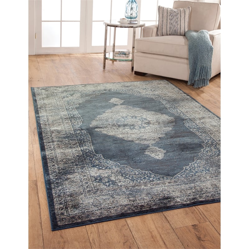 Abacasa Sonoma Navy Blue-Silver 8x11 Area Rug