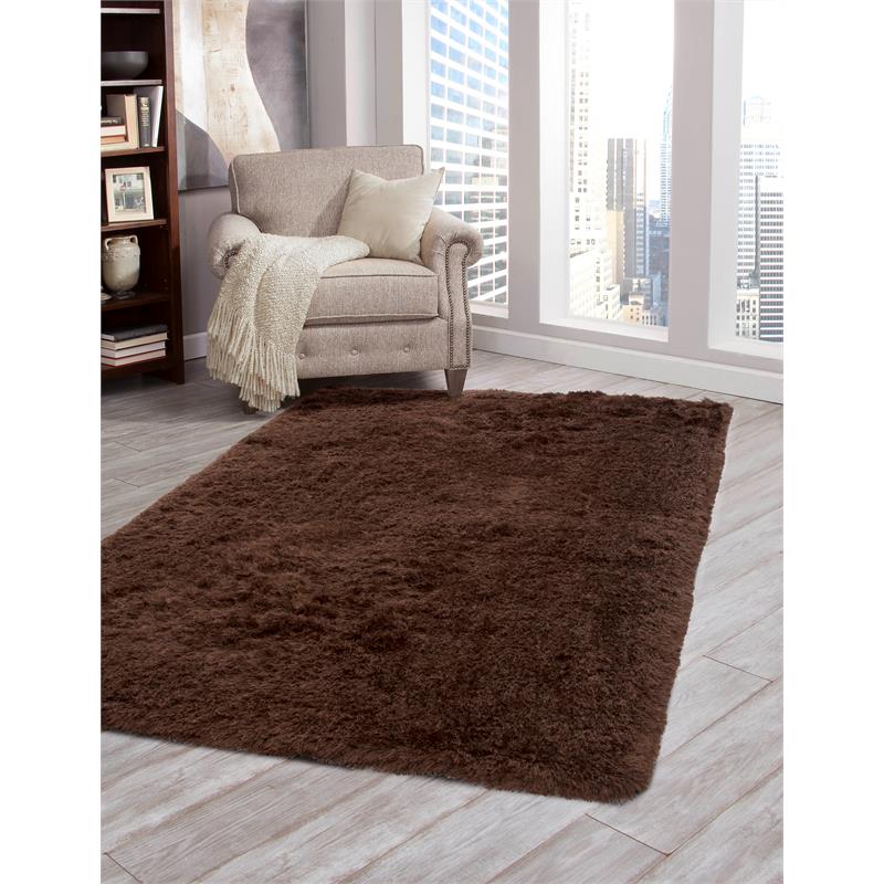 Abacasa Luxe Shag Chocolate 8x10 Area Rug 8507 8x10