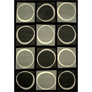 Abacasa Terra Checkers Black-Grey-Ivory 8x10 Area Rug