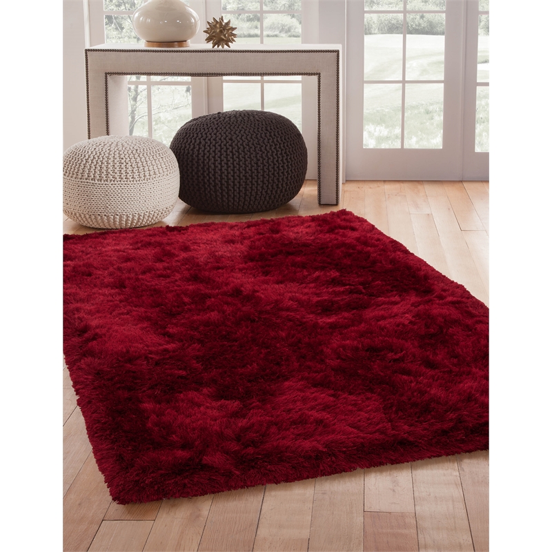 Abacasa Luxe Shag Red 8x10 Area Rug 814127024043 eBay