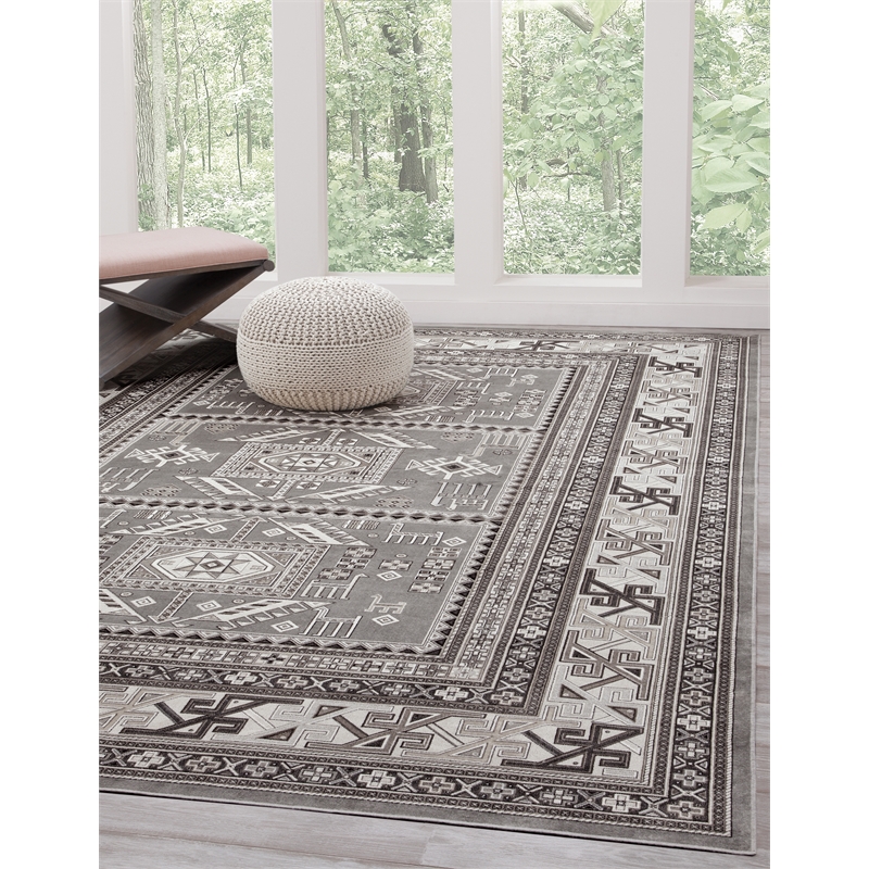 Abacasa Brooks GrayIvory 3x5 Area Rug 74003x5