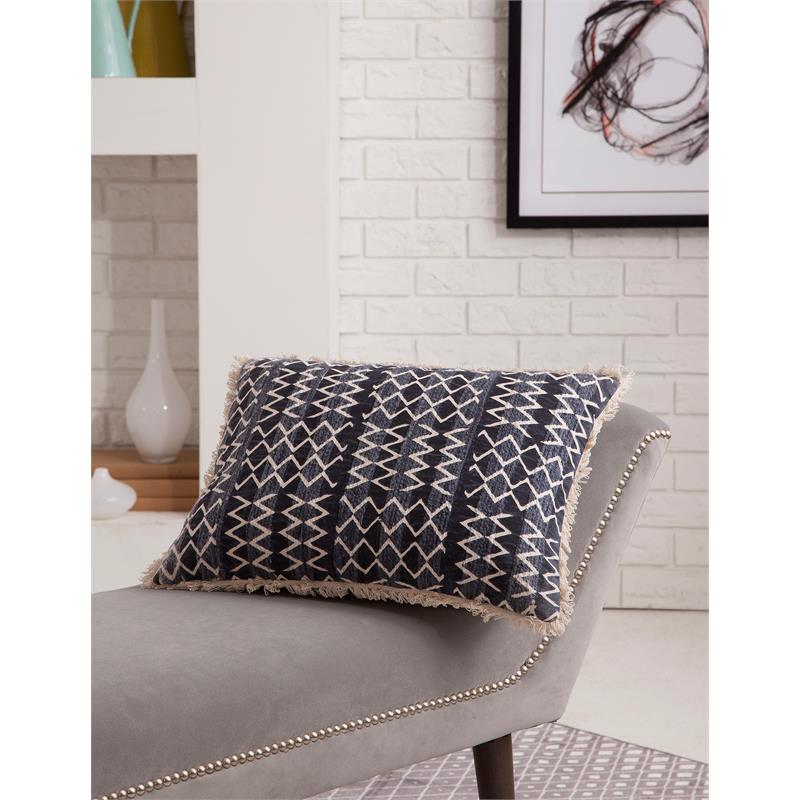 Abacasa Blake Corvas Navy/White Lumbar Throw Pillow