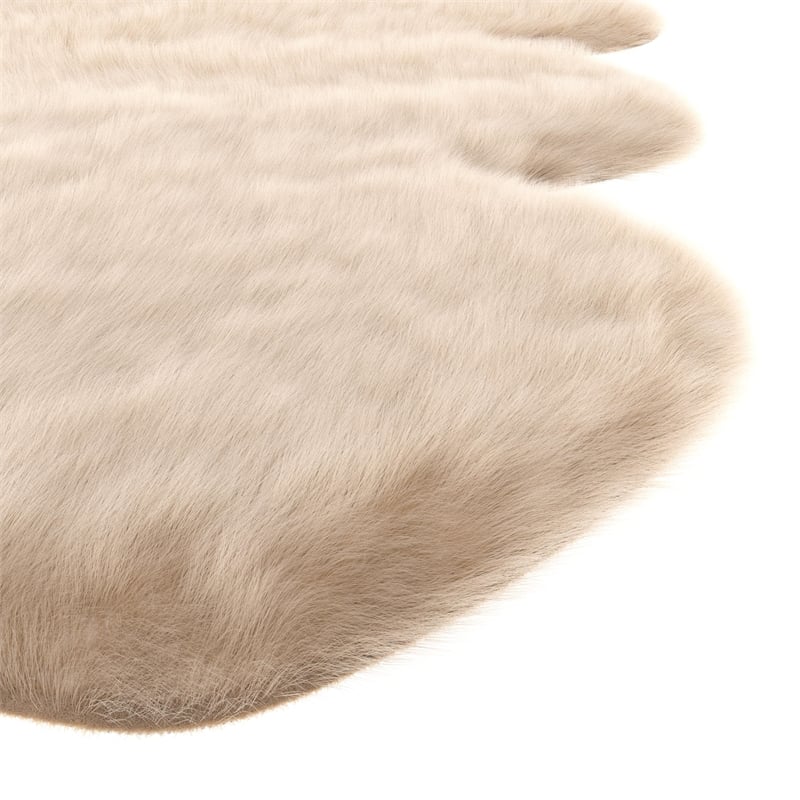 Abacasa Gloss Beige Acrylic and Polyester Faux Fur Area Rug 130046x7.5