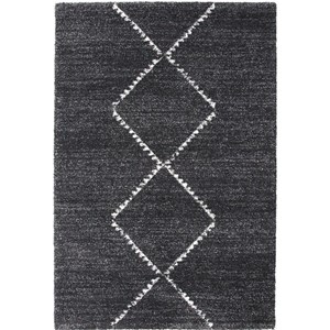 Granada Asher Olefin Shag Black/ Ivory Argyle Area Rug