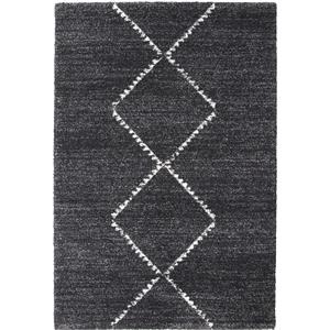 Granada Asher Olefin Shag Black/ Ivory Argyle Area Rug