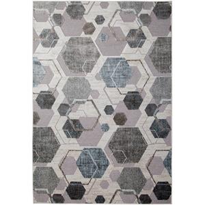 napa elio high/ low chenille and viscose gray/ blue/ multi geometric area rug