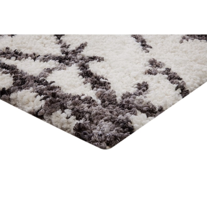 Oasis Juno White and Dark Gray Polyester Area Rug