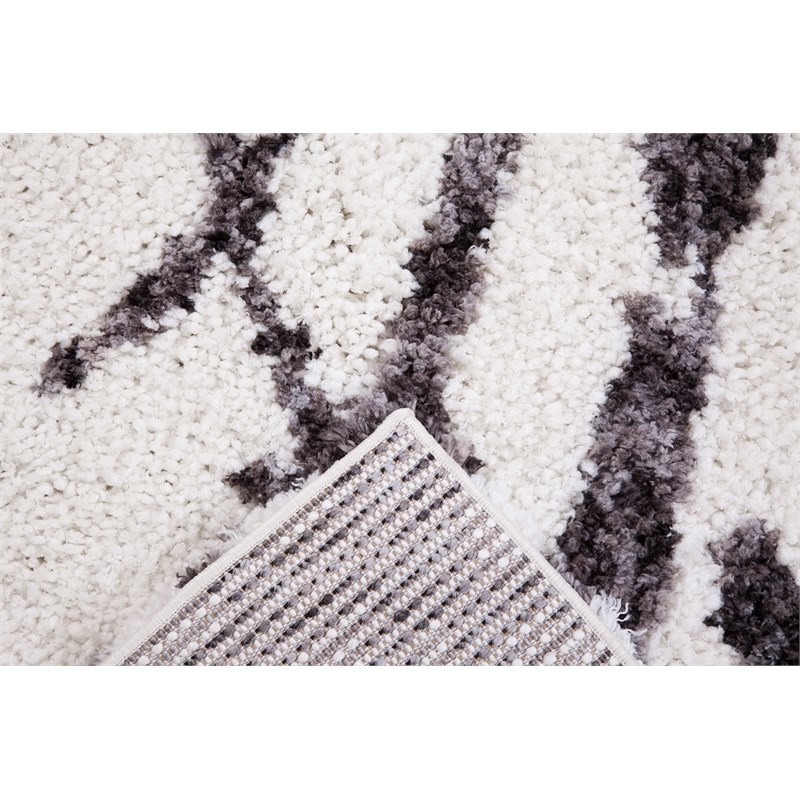 Oasis Juno White and Dark Gray Polyester Area Rug