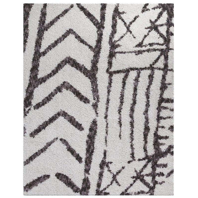 Oasis Juno White and Dark Gray Polyester Area Rug