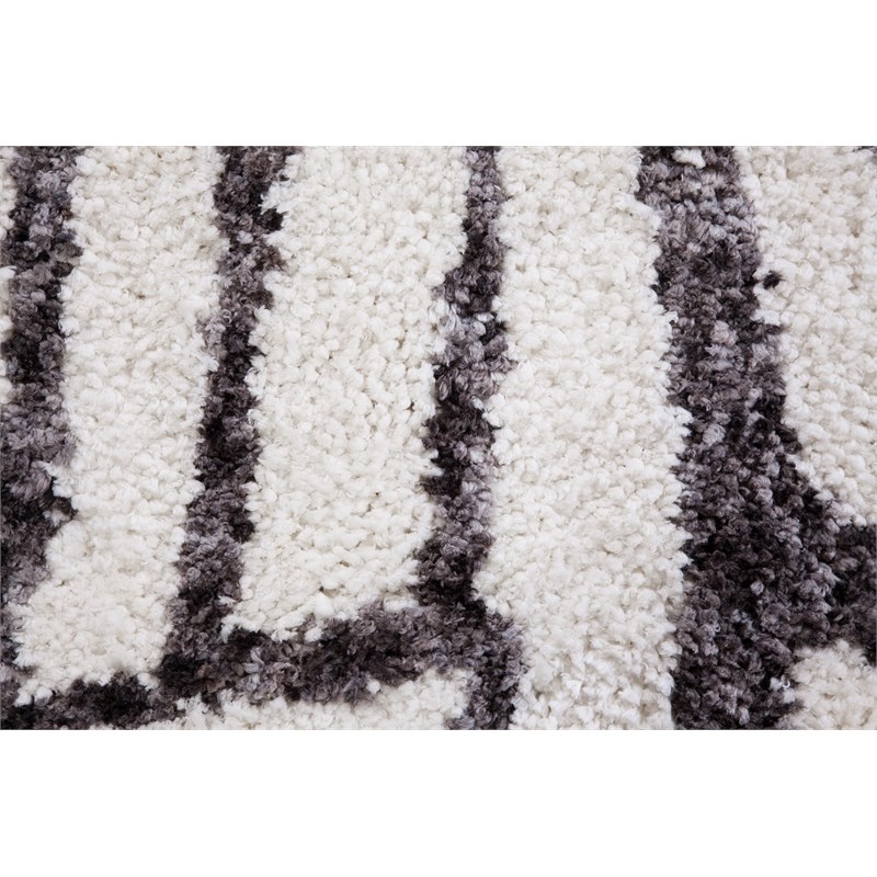 Oasis Juno White and Dark Gray Polyester Area Rug