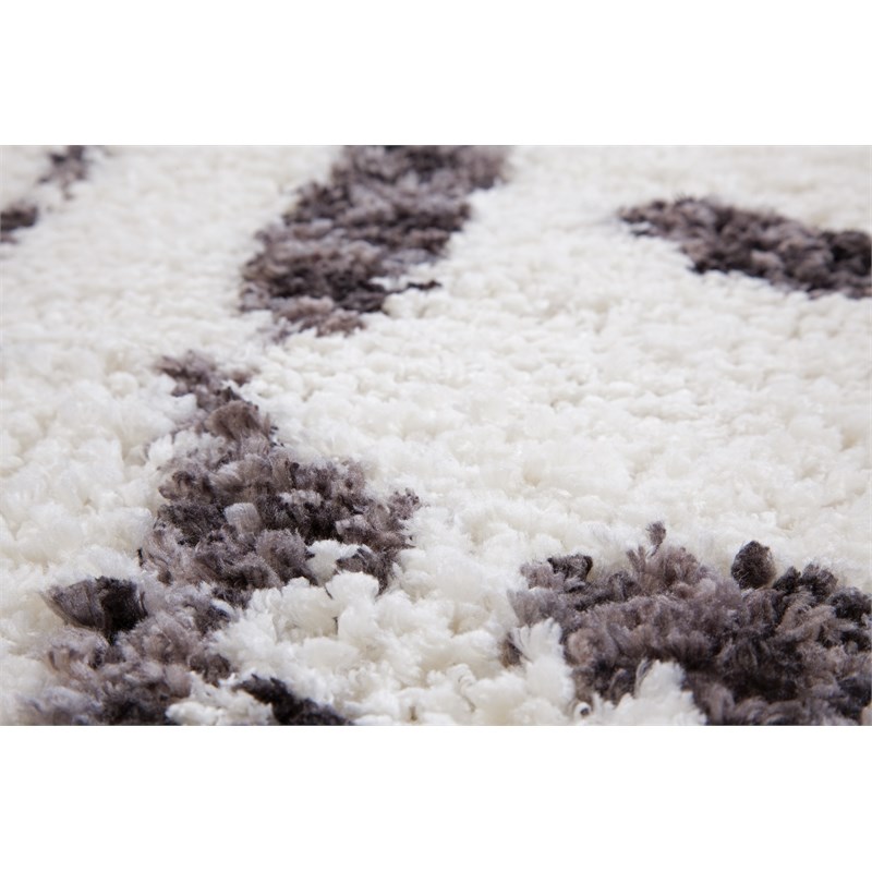 Oasis Juno White and Dark Gray Polyester Area Rug