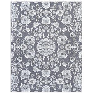 napa lily gray ivory blue chenille and viscose high - low area rug