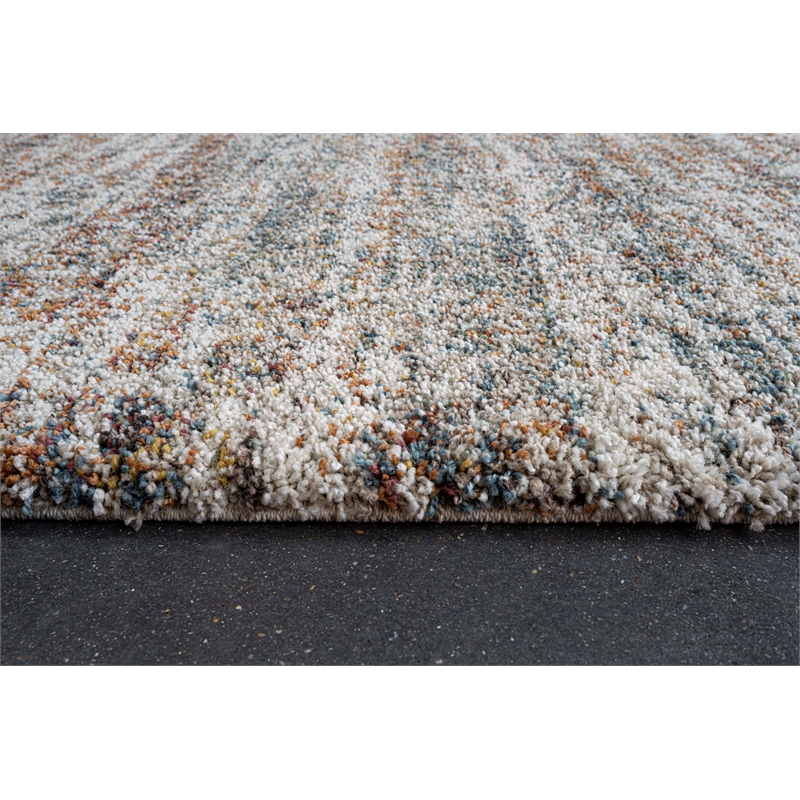 Granada Ezra Ivory Blue Orange and Rust Olefin Shag Area Rug