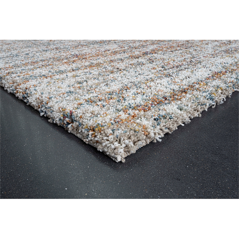 Granada Ezra Ivory Blue Orange and Rust Olefin Shag Area Rug