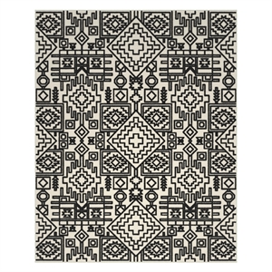 napa mercana ivory and black chenille high-low area rug